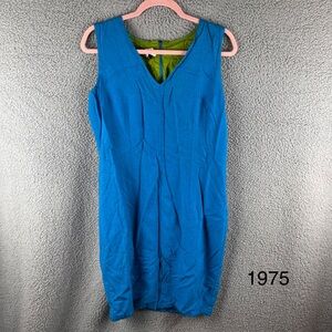 Carole Little Women’s Vintage Teal Dress with Lime Green Lining Size 14